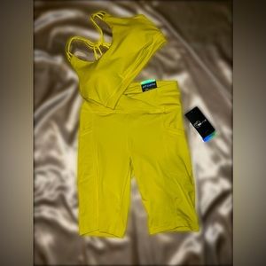 ShoActive Butt Sculpting Neon Yellow Shorts and Sports Bra Set